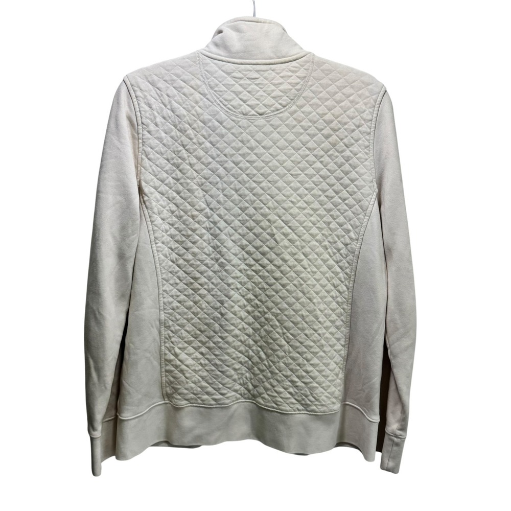 LL Bean Women Quilted Large Full-Zip Sweatshirt Classic Cream Soft - Picture 2 of 11
